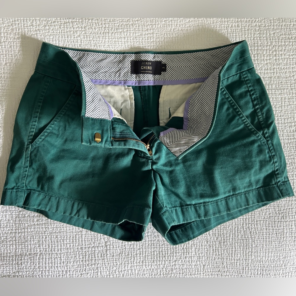 J. Crew Teal Green Cotton Chino Shorts - Picture 3 of 4